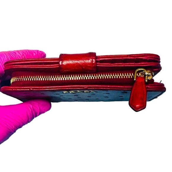 PRADA Red Ostrich Leather Zip Around Wallet Bag Cardholder with COA ~ RARE - Picture 15 of 15
